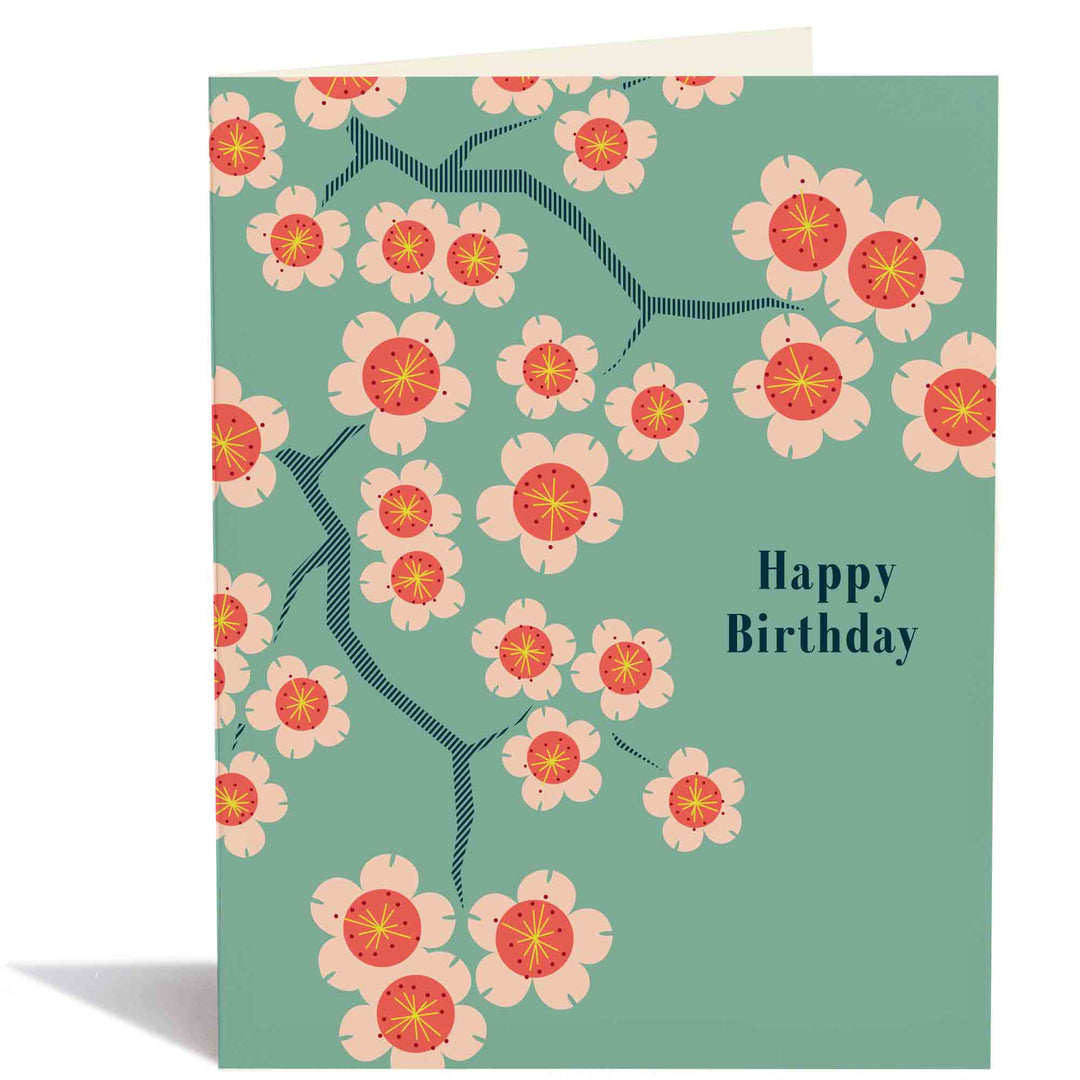 Birthday Cherry Blossoms Greeting Card