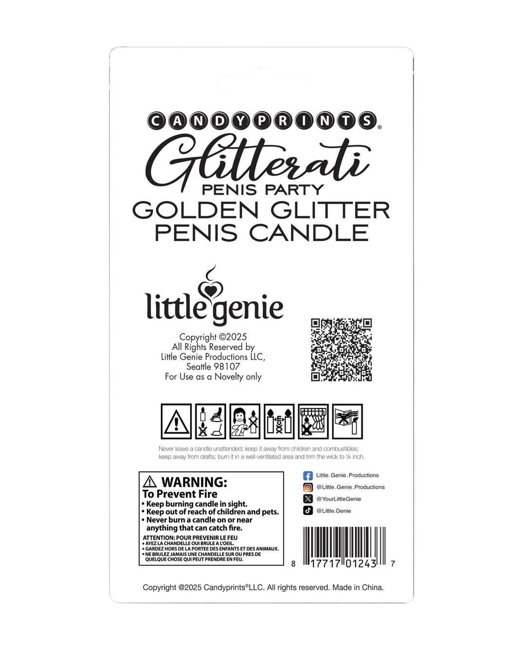 Glitterati Gold Glitter Penis Candle