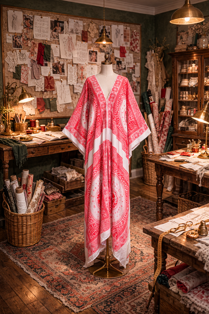 Fire Signs Scarf Print Caftan