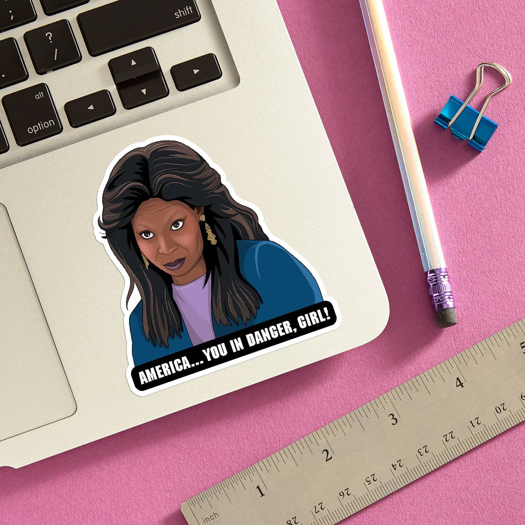 America, You in Danger Girl Die Cut Sticker