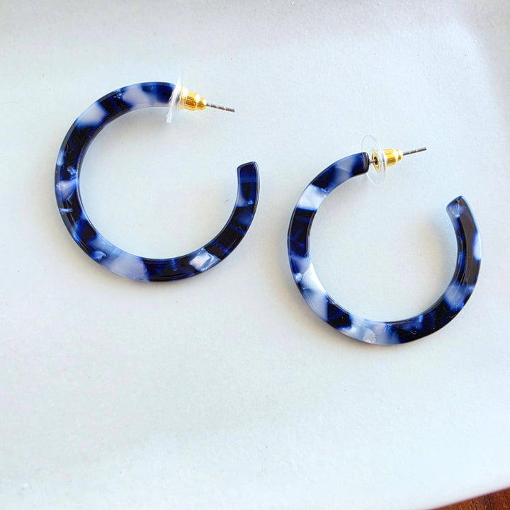 Camy Hoop Earrings - Midnight Marble