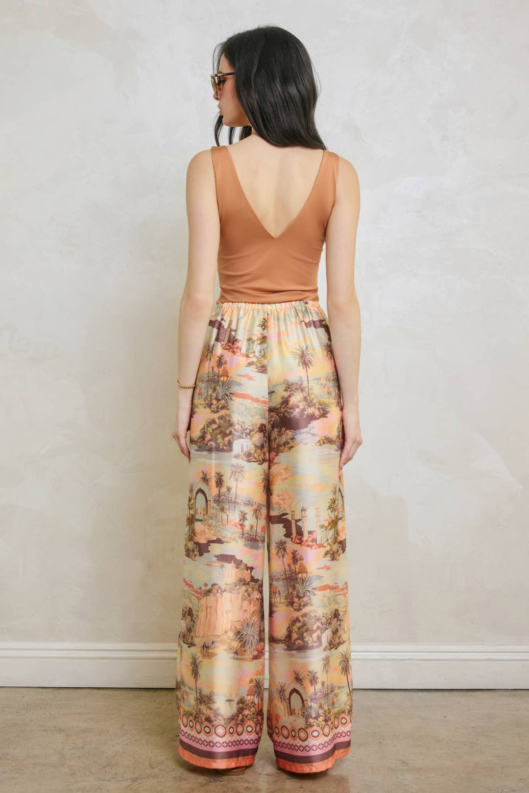 Rose Dusk Oasis Tie Front Relaxed Pants