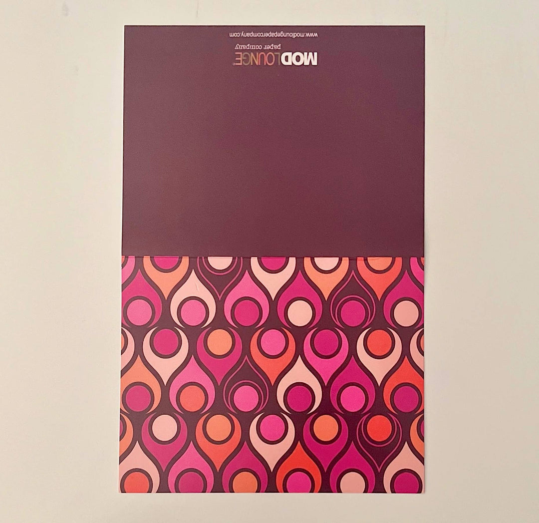 Circle in Teardrop Mid Century Modern Folded Notecard