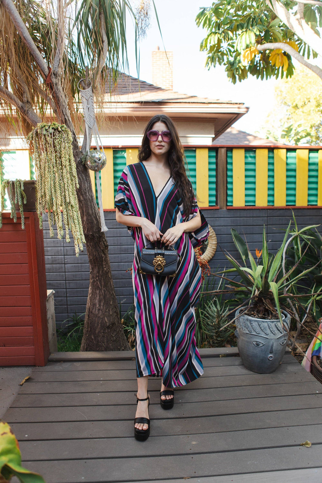 Raspberry Stripe Caftan