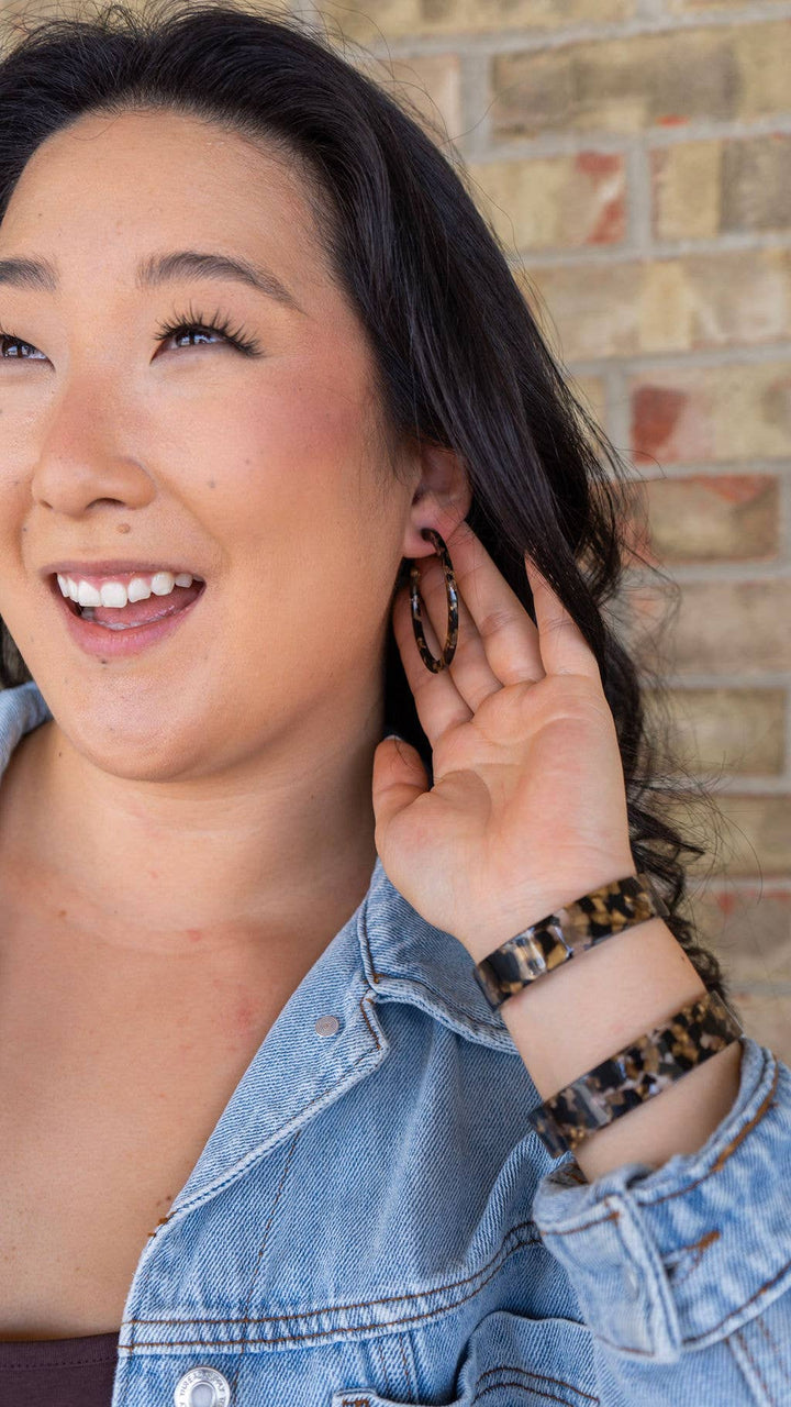 Cameron Hoop Earrings - Black & Bronze