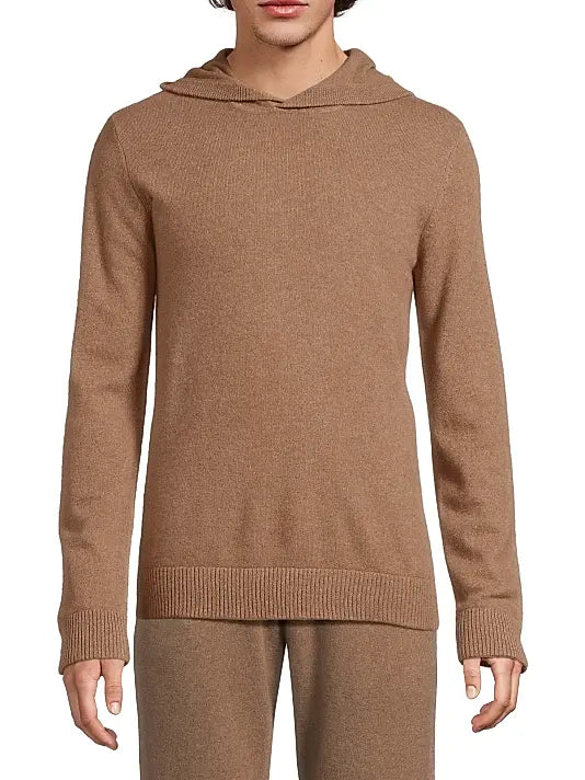 100% Cashmere Hooded Pullover Camel
