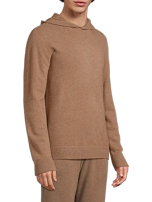 100% Cashmere Hooded Pullover Camel