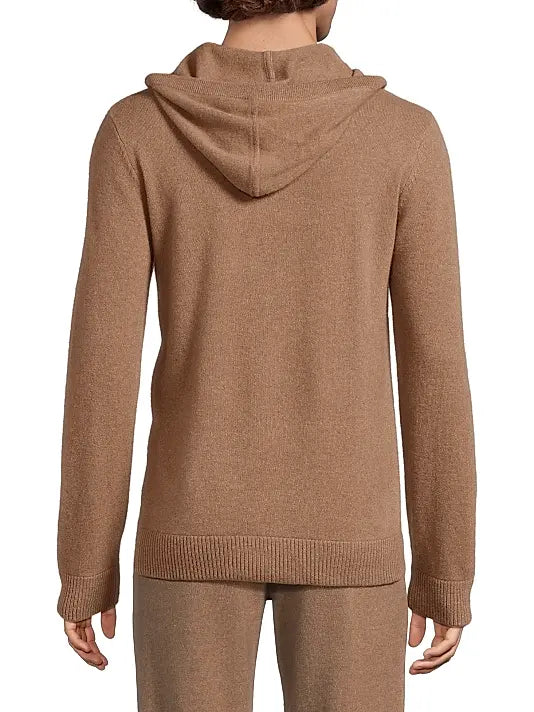 100% Cashmere Hooded Pullover Camel