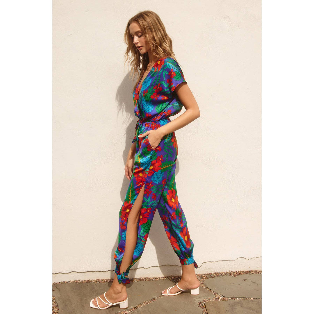 Summer Night Dolman Sleeve Tie Ankle Jumpsuit