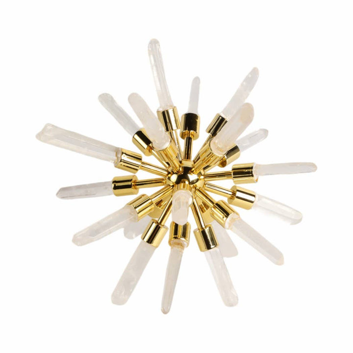 Metal Glass Small Crystal Starburst Statuary - Gold, 8 in.