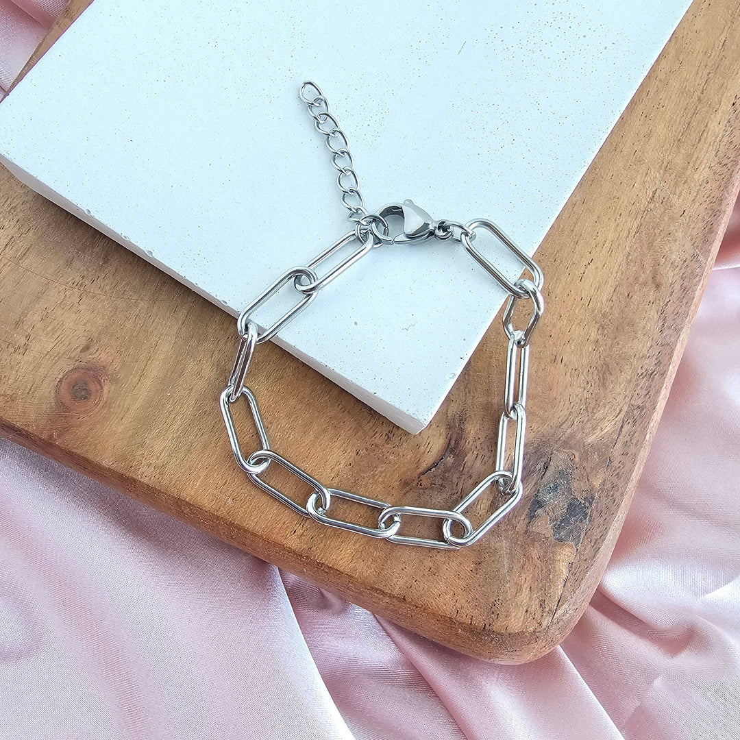 Luxe Chunky Paper Clip Bracelet - Silver