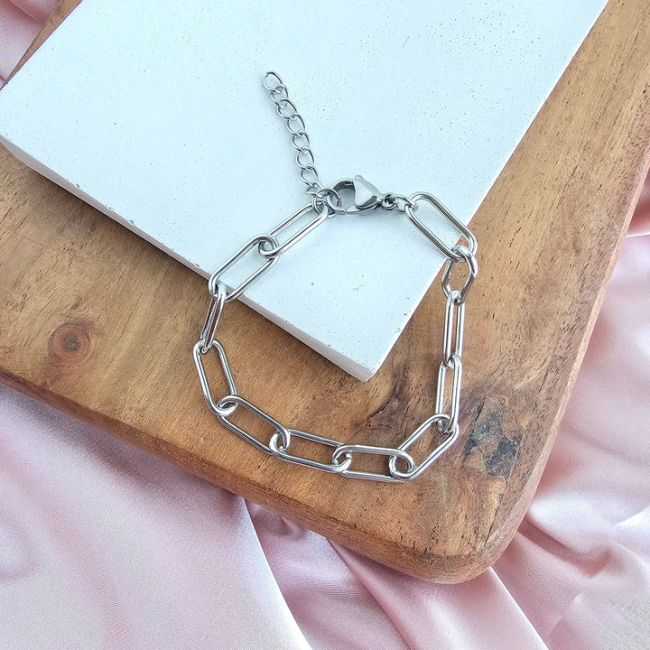 Luxe Chunky Paper Clip Bracelet - Silver