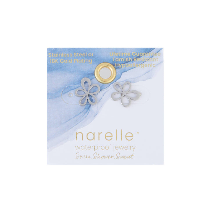 Waterproof Earrings Flower Studs in Gold & Stainless Steel