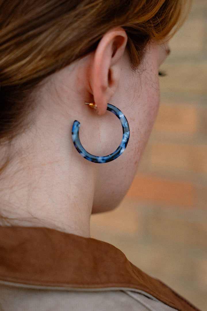 Camy Hoop Earrings - Midnight Marble