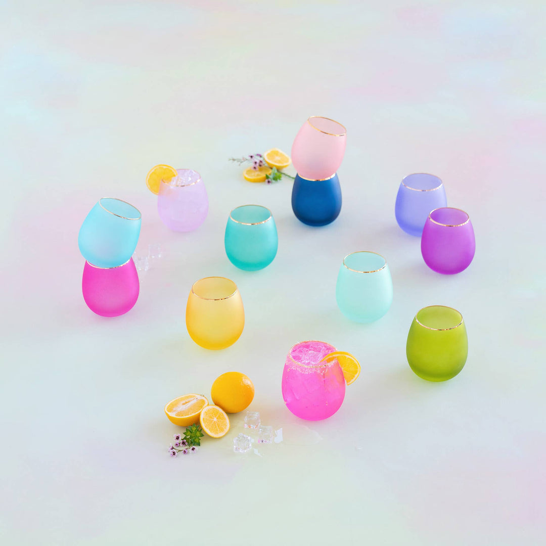 Glitterville Frosted Sipper, 12 Asst, Glass, 3.75" x 4"