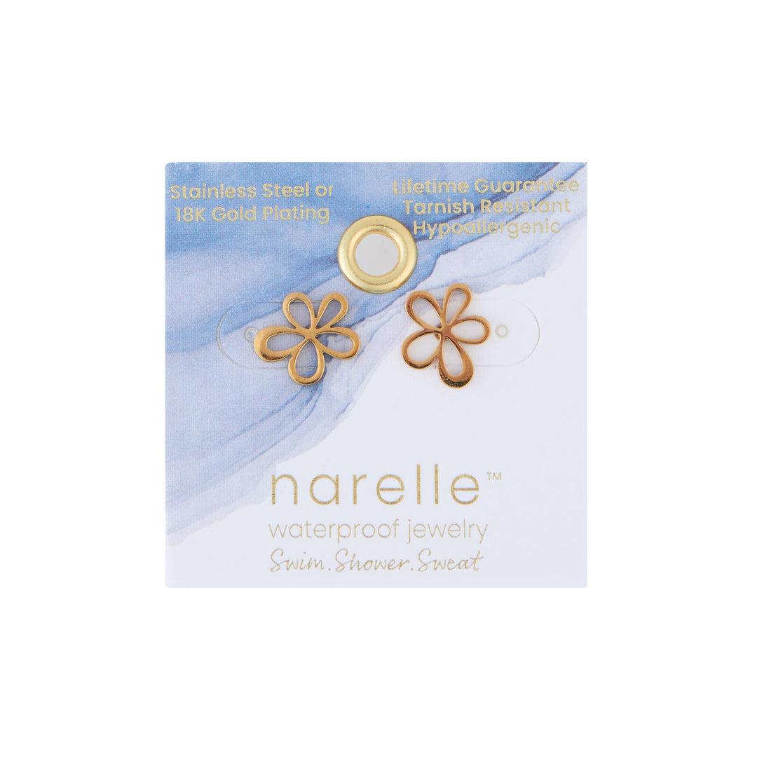 Waterproof Earrings Flower Studs in Gold & Stainless Steel