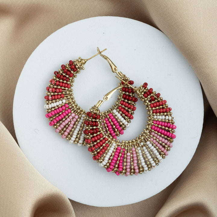 Ryliana Wrapped Seed Bead Nickel-Free Hoop Earrings