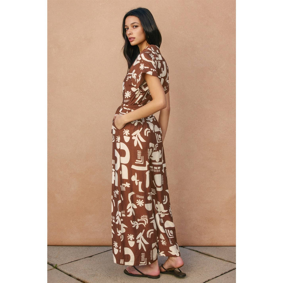 Sun & Clay Collared Button Front Jumpsuit