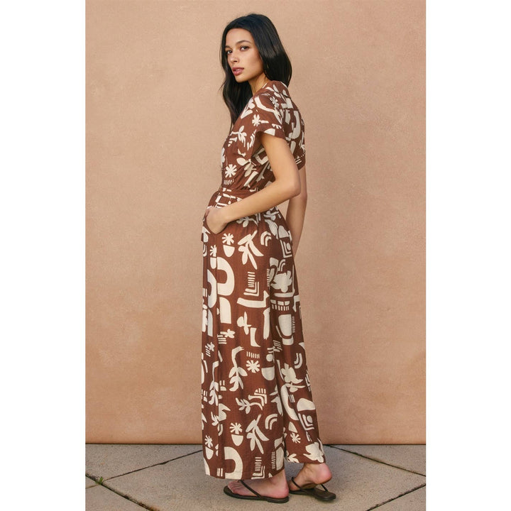 Sun & Clay Collared Button Front Jumpsuit