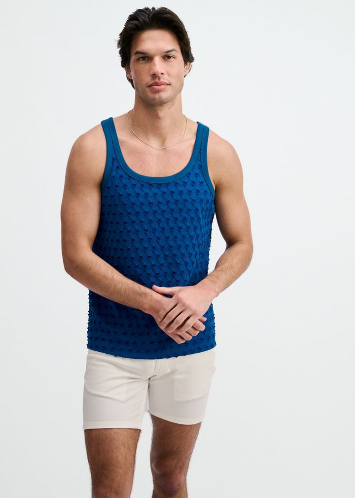 Petrol Stretch Ripped Knit Tank St-11141