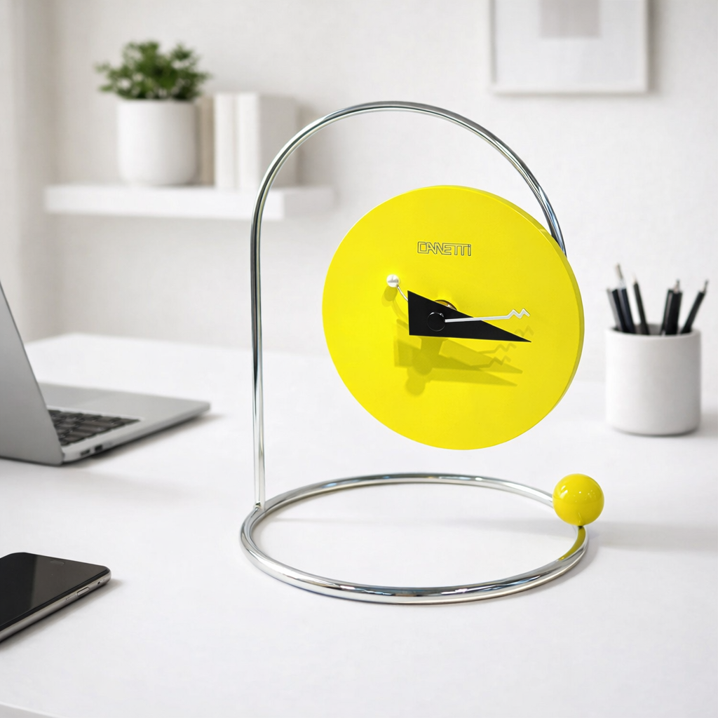 Monk Desk Clock in Primary Color Red, Yellow, Blue