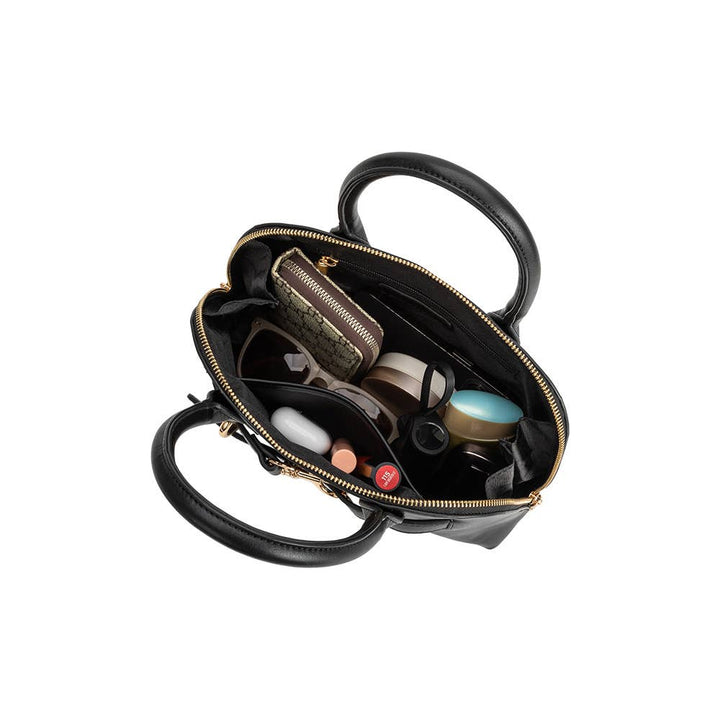 Rue Black Recycled Vegan Leather Top Handle Bag