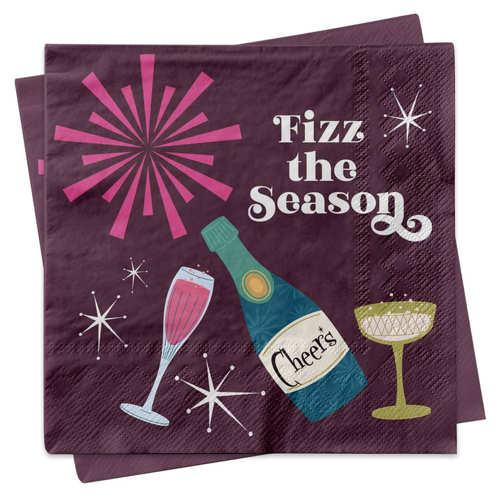 Fizz the Season Retro Holiday Cocktails Beverage Napkin