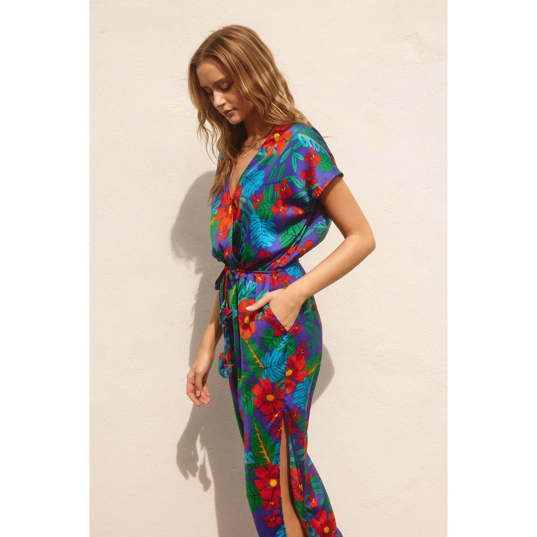 Summer Night Dolman Sleeve Tie Ankle Jumpsuit