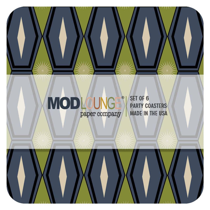 Long Blue Hexagon Pulp Board Coaster Set of 6