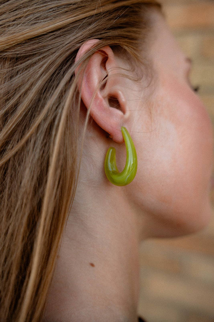 Julie Hoop Earrings - Olive Green