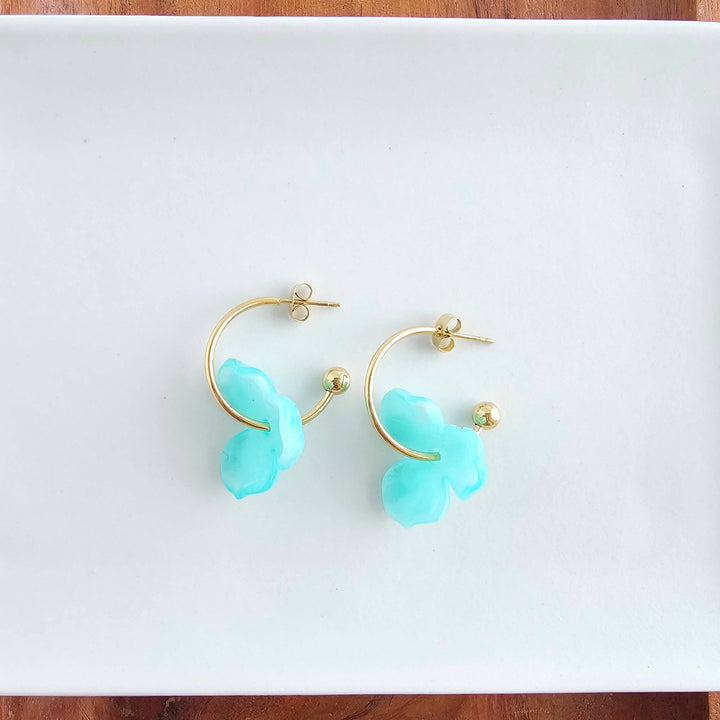 Magnolia Hoop Earrings - Aqua