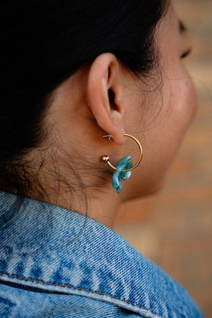 Magnolia Hoop Earrings - Alpine Green