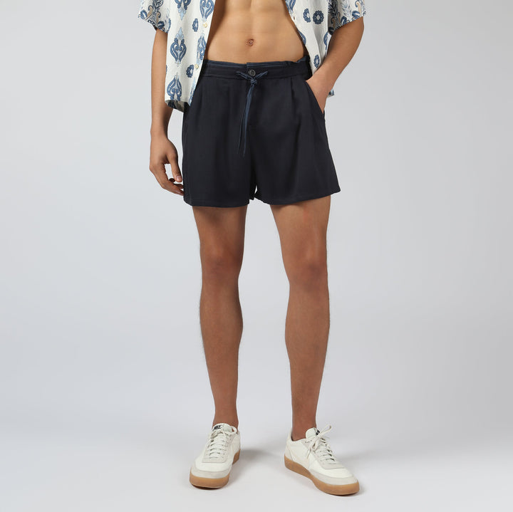 NEW- Navy Savoy Solid Short - Parke & Ronen