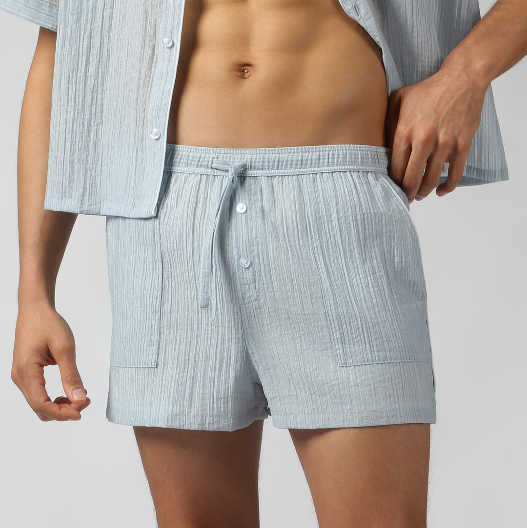 NEW- Sky Pebble Stripe PJ Short - Parke & Ronen