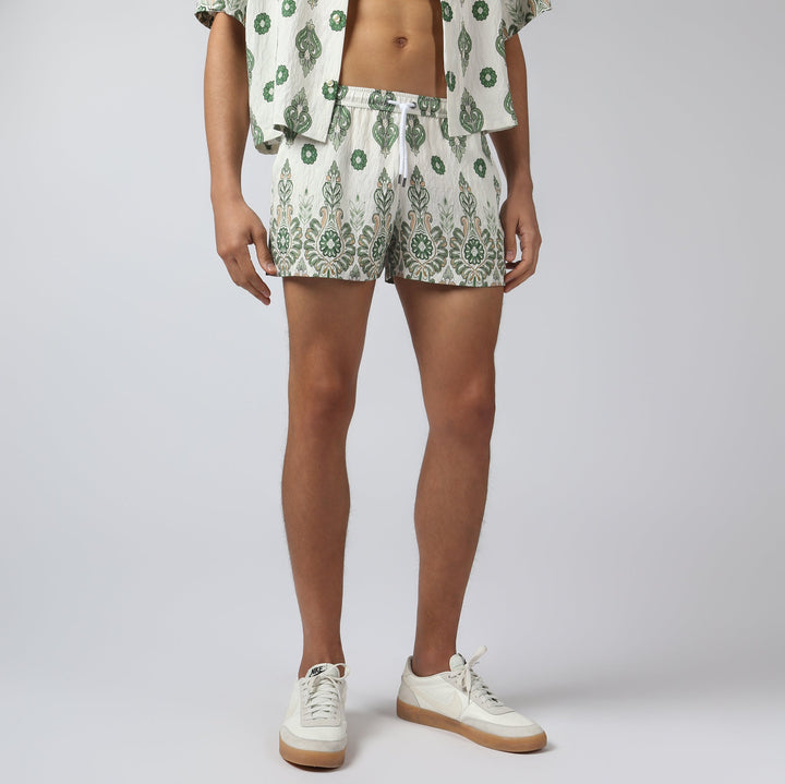 NEW- Emerald Medallion Printed Lounge Short - Parke & Ronen