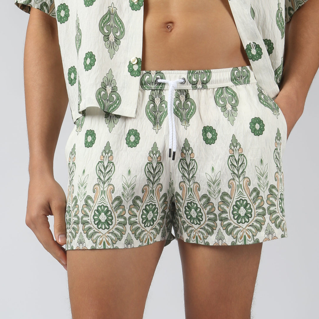 NEW- Emerald Medallion Printed Lounge Short - Parke & Ronen