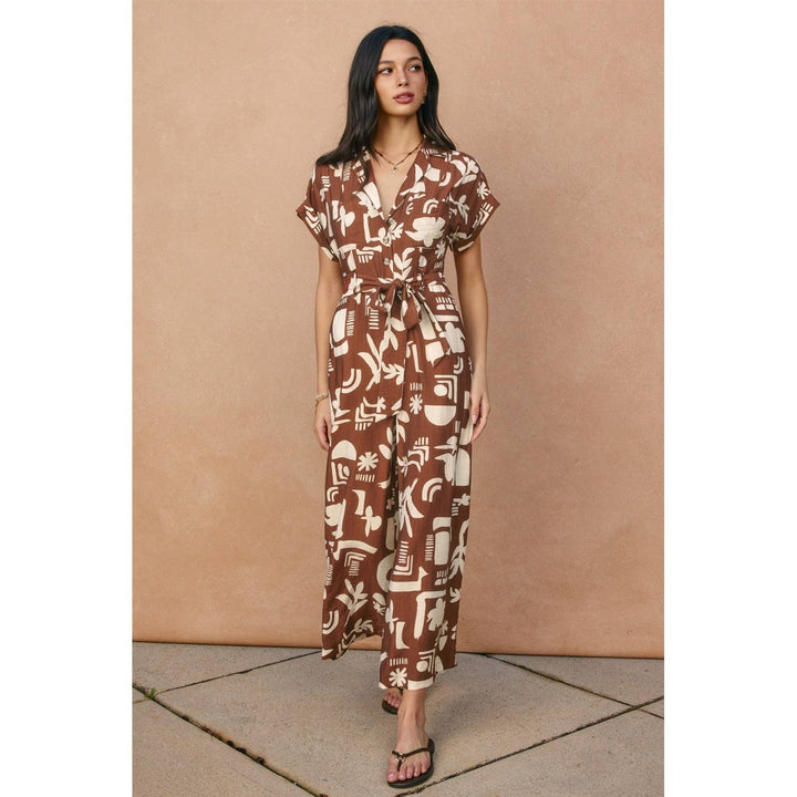 Sun & Clay Collared Button Front Jumpsuit