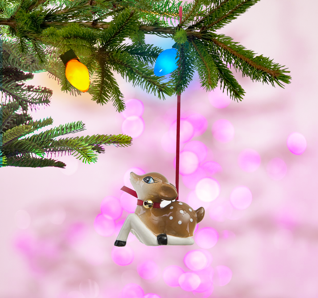 Tinsel Town Deer Ornament Ceramic