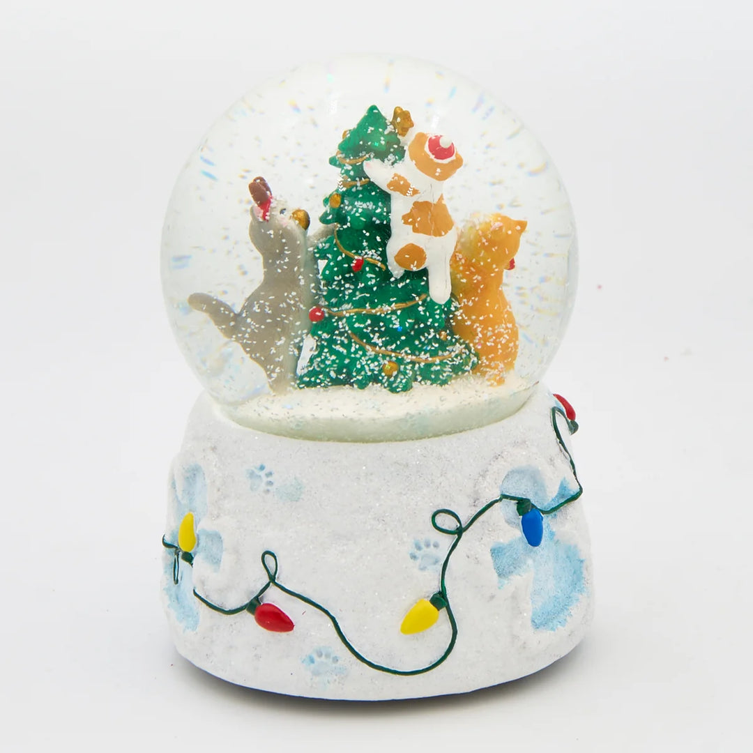 Musical Glitterdome Cats with Tree