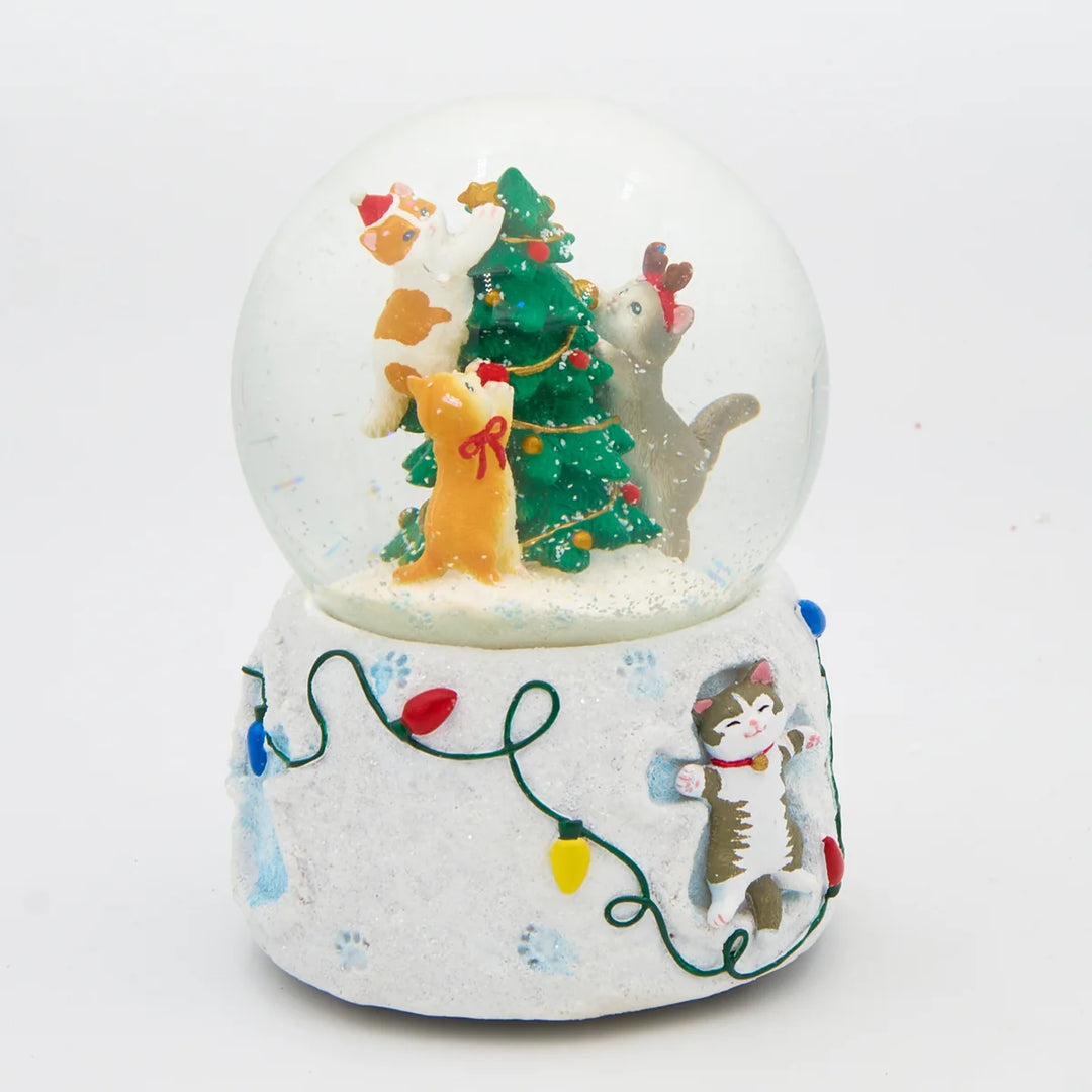 Musical Glitterdome Cats with Tree