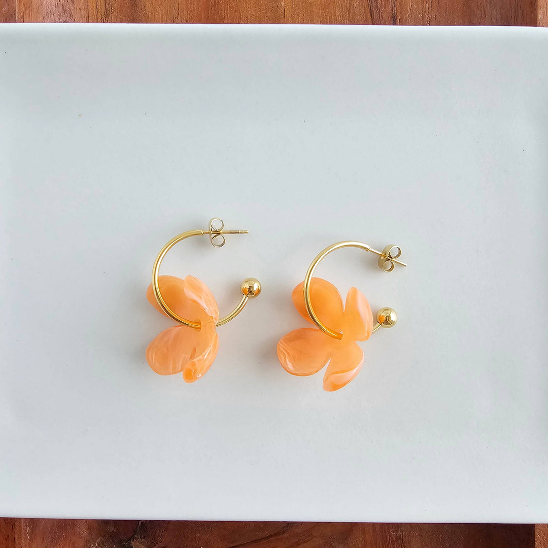 Primrose Hoop Earrings - Tangerine Orange