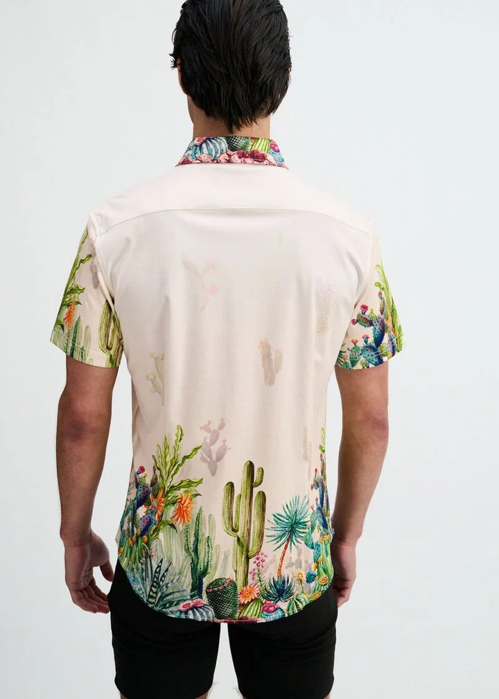 Sorbet/Green Cactus Border Print Jersey Short Sleeve Shirt