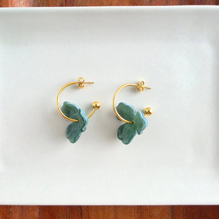 Magnolia Hoop Earrings - Alpine Green