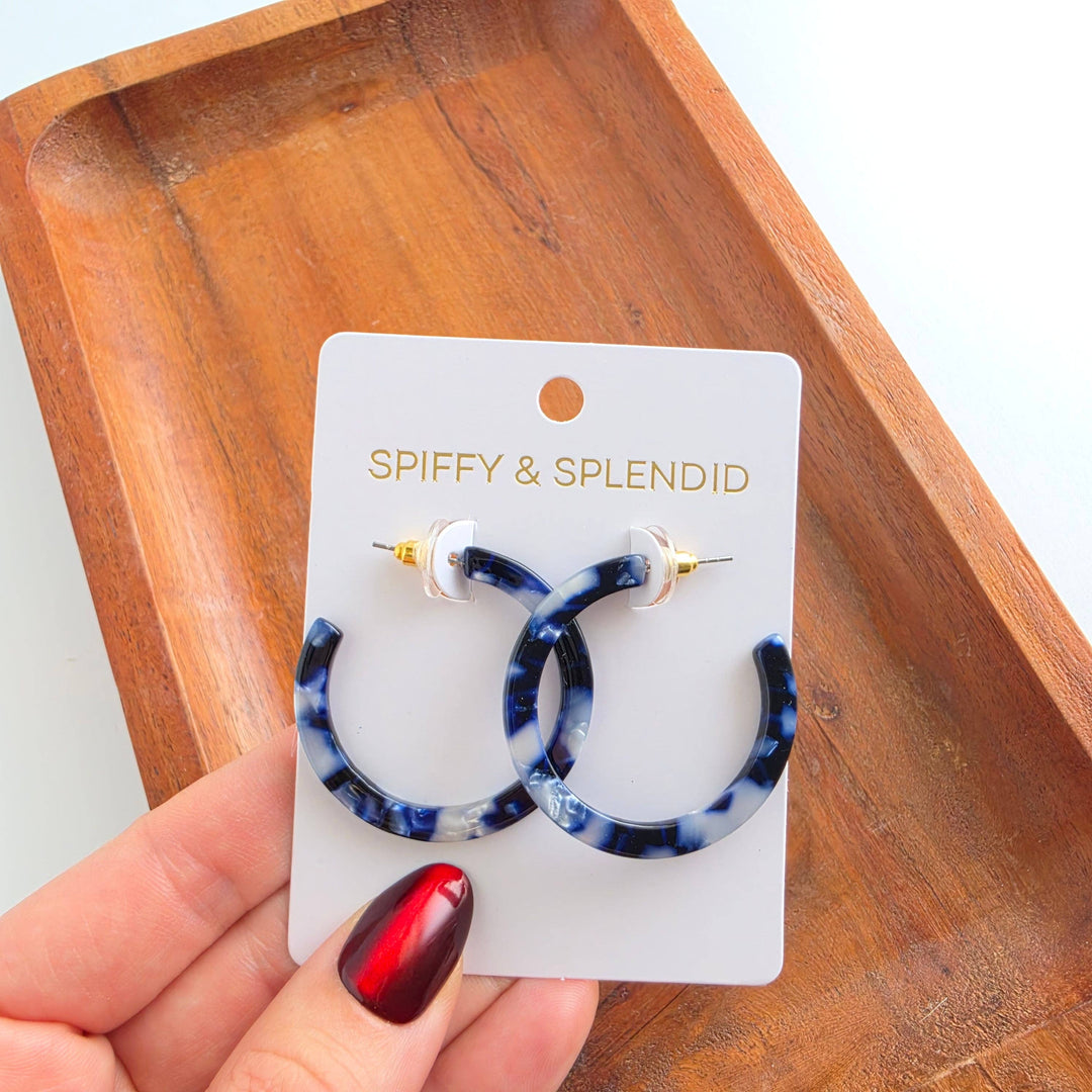 Camy Hoop Earrings - Midnight Marble