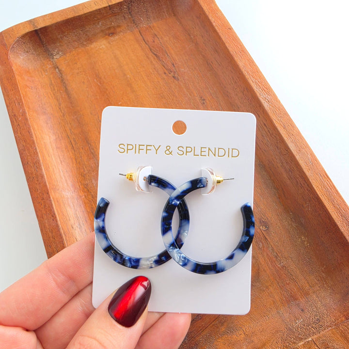 Camy Hoop Earrings - Midnight Marble