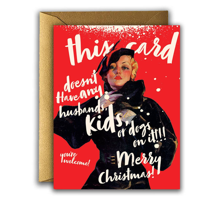 No Kids Or Dogs Christmas Card