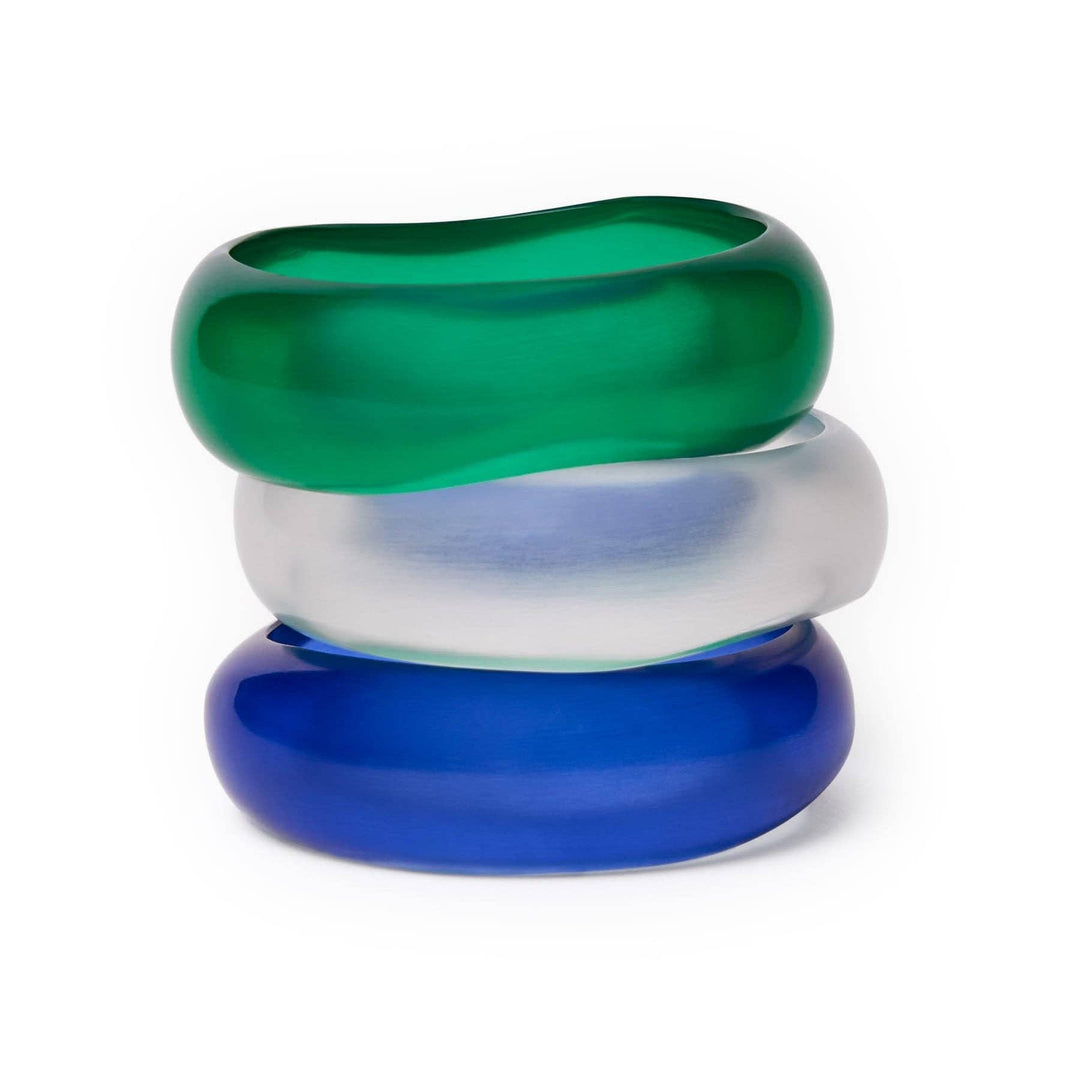 Esther Resin Bangle Set Of 3 Light Blue, Navy, + Green