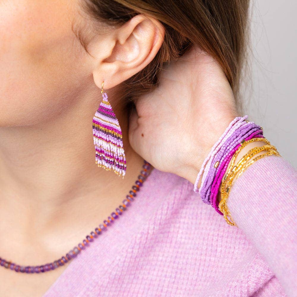 Chelsea 18-Strand Luxe Beaded Bracelet Set Purple