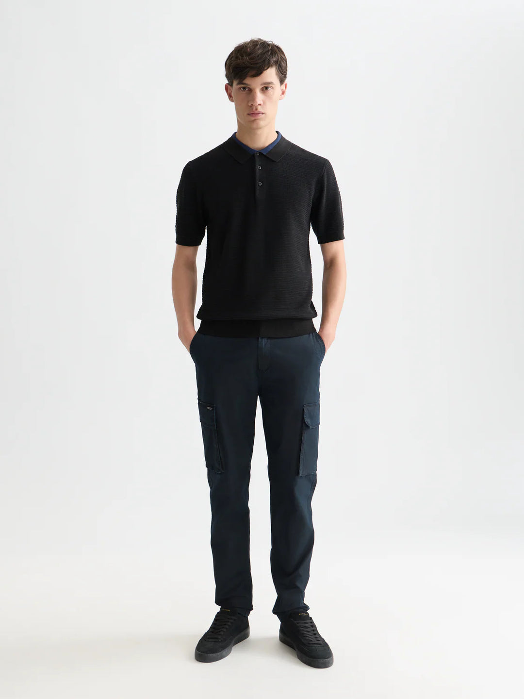 Stuart Washed Cotton-Blend Regular Slim-Fit Cargo Navy