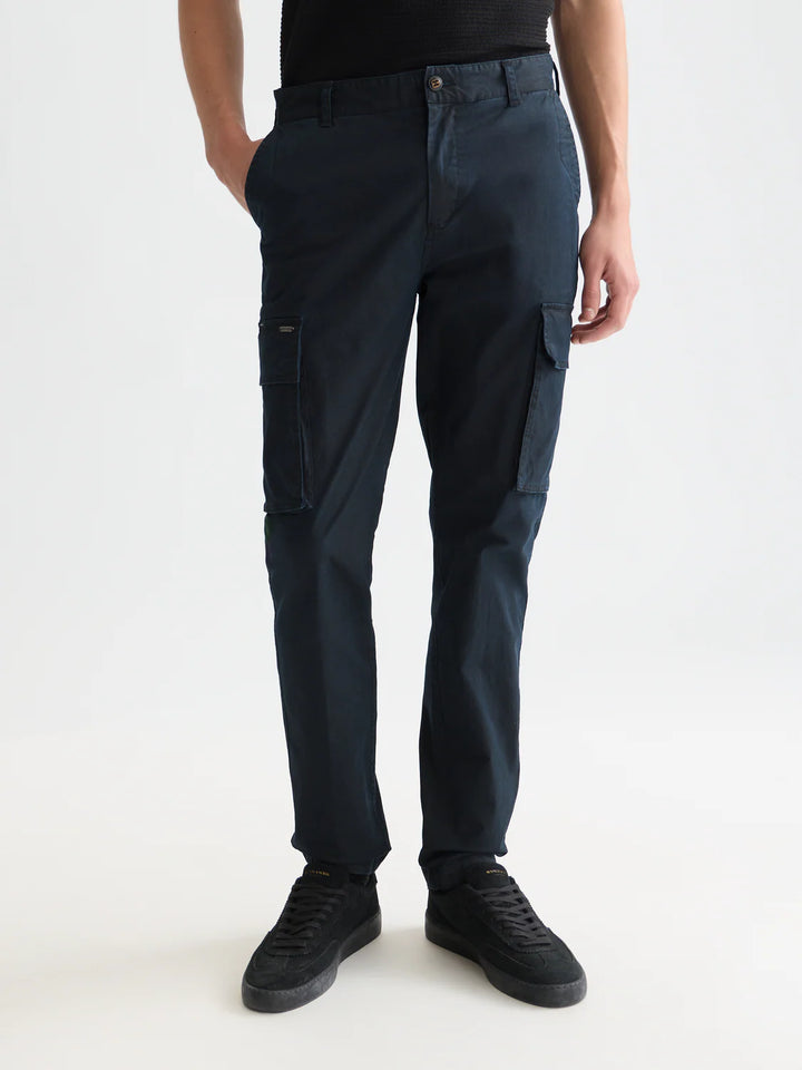 Stuart Washed Cotton-Blend Regular Slim-Fit Cargo Navy